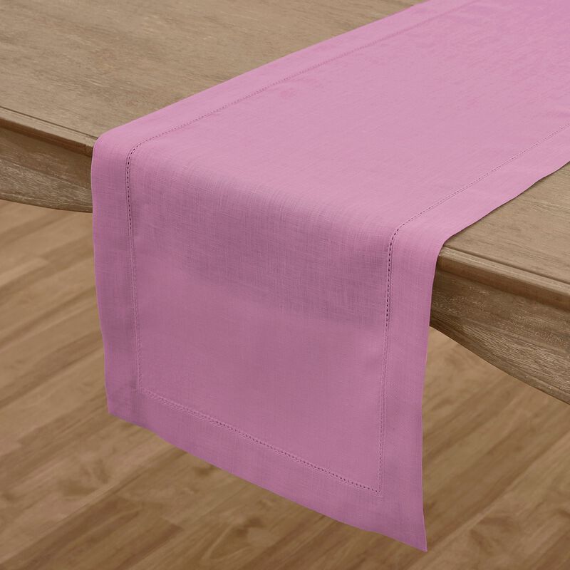 Solino Home 100% Pure Linen Table Runner - Classic Hemstitch