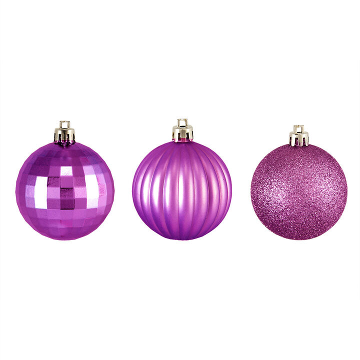 100ct Orchid Pink Shatterproof 3-Finish Christmas Ball Ornaments 2.5" (60mm)