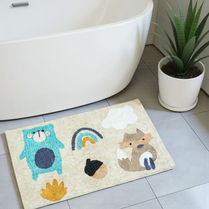 HomeRoots Woodland Animals Youthful Washable Area Rug image number 1