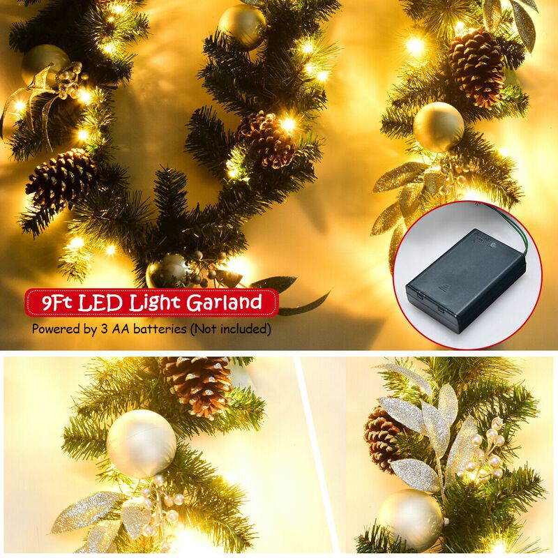 Pre-Lit Artificial Christmas Garland with LED Lights For Christmas image number 5