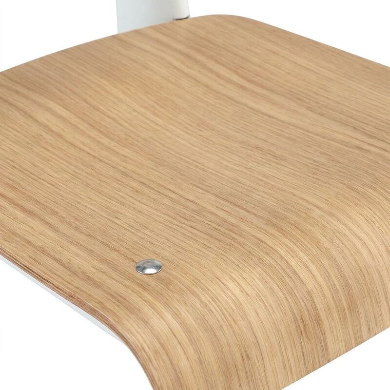 Wooden Dining Side Chair with Slatted Backrest for Dining Room, Natural White image number 3