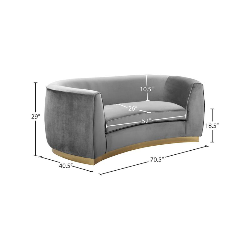 Meridian Furniture Julian Grey Velvet Loveseat