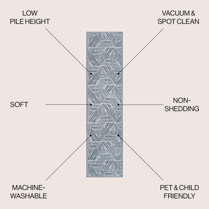 Vector Modern Coastal Geometric Machine-Washable Area Rug