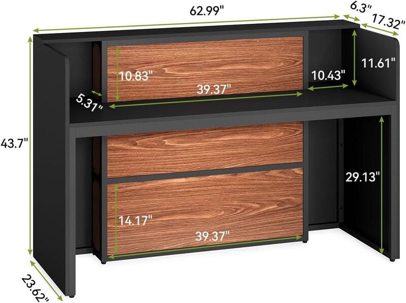 ShipItFurniture 63-Inch Reception Desk Black and Brown image number 3