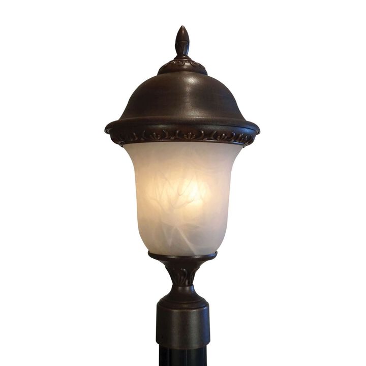 Special Lite Products Glenn Aire Medium Post Mount with Alabaster Glass - Copper