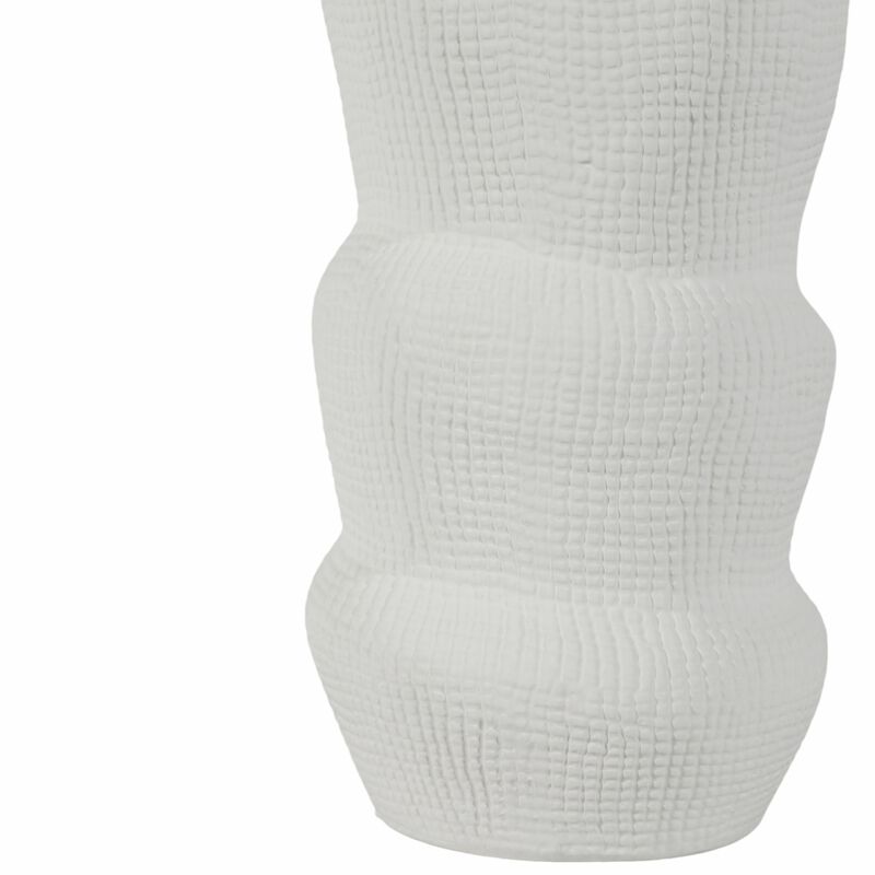 Cer, 12" Waffle Texture Organic Vase, White image number 4