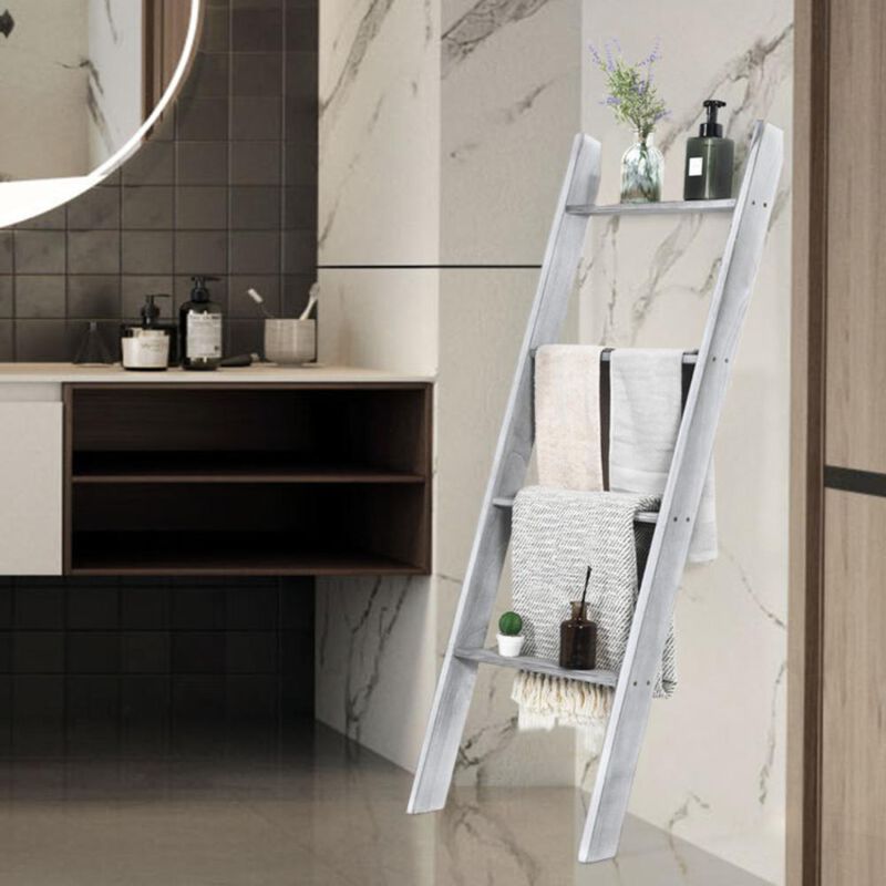Hivvago 4-Tier Wall Leaning Ladder Shelf Stand