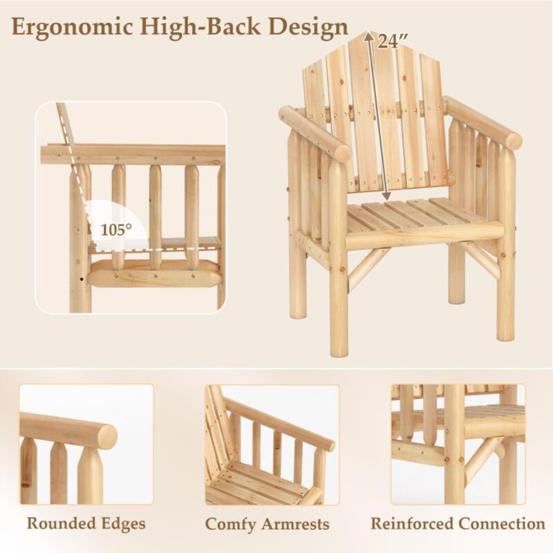 Hivvago Outdoor Wood Armchair Wooden Patio Dining Chair with Armrests image number 5