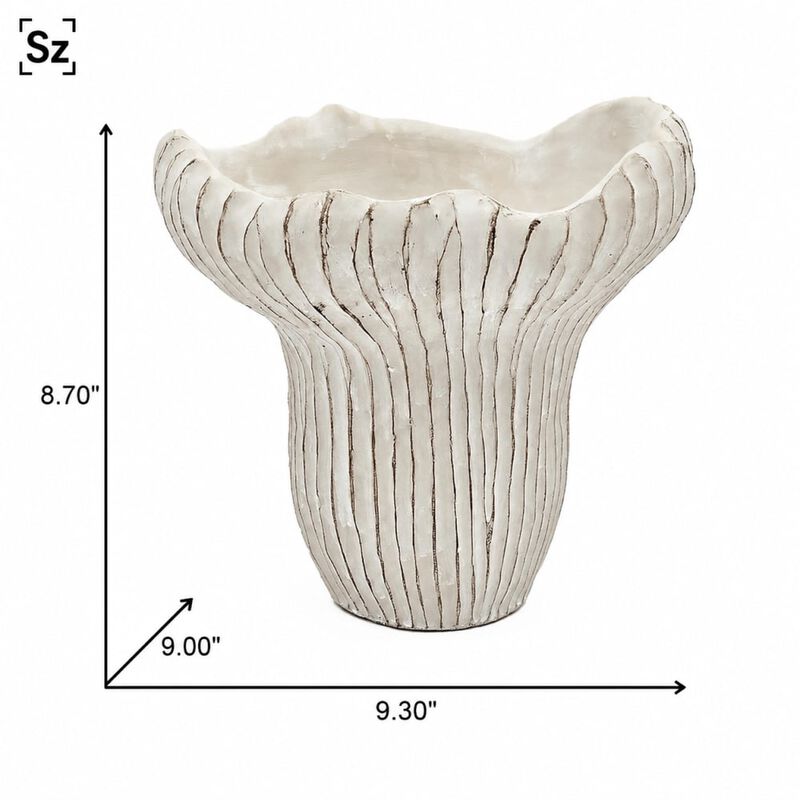 WOW PIONEER 9.3x9x8.7" Sand and Cement Coral Planter with Textured Beige Finish image number 1