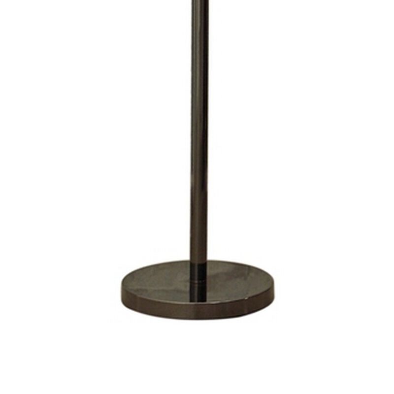 Hana 61 Inch Floor Lamp, Modern Crystal Glass Shade, Metal, Black Nickel-Benzara