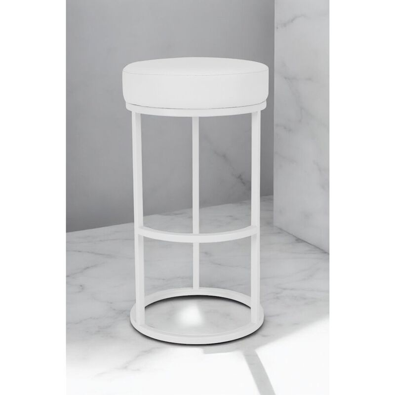Pangea Home Stan Bar Stool Faux Leather White
