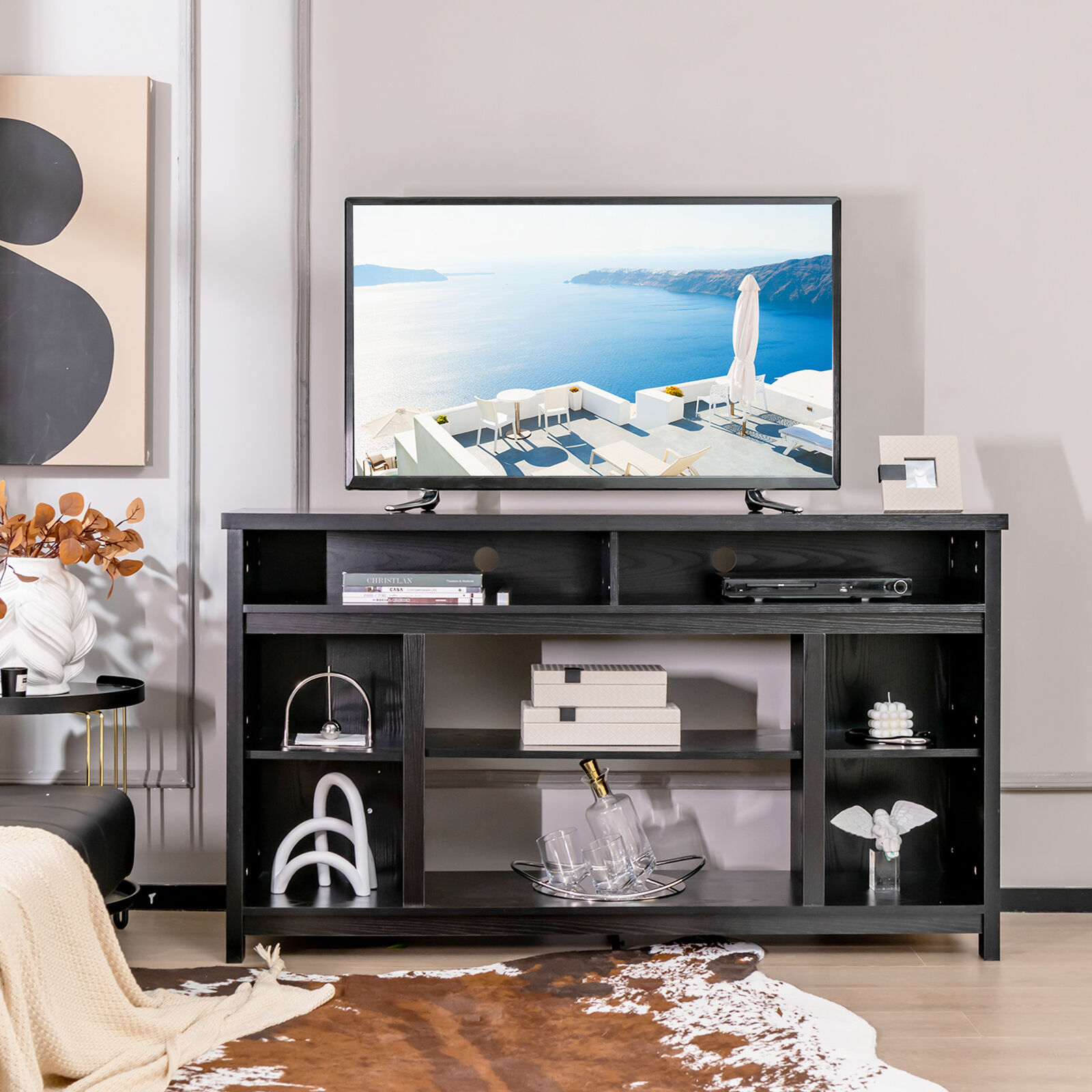 58 Inch TV Stand Entertainment Console Center with Adjustable Open
