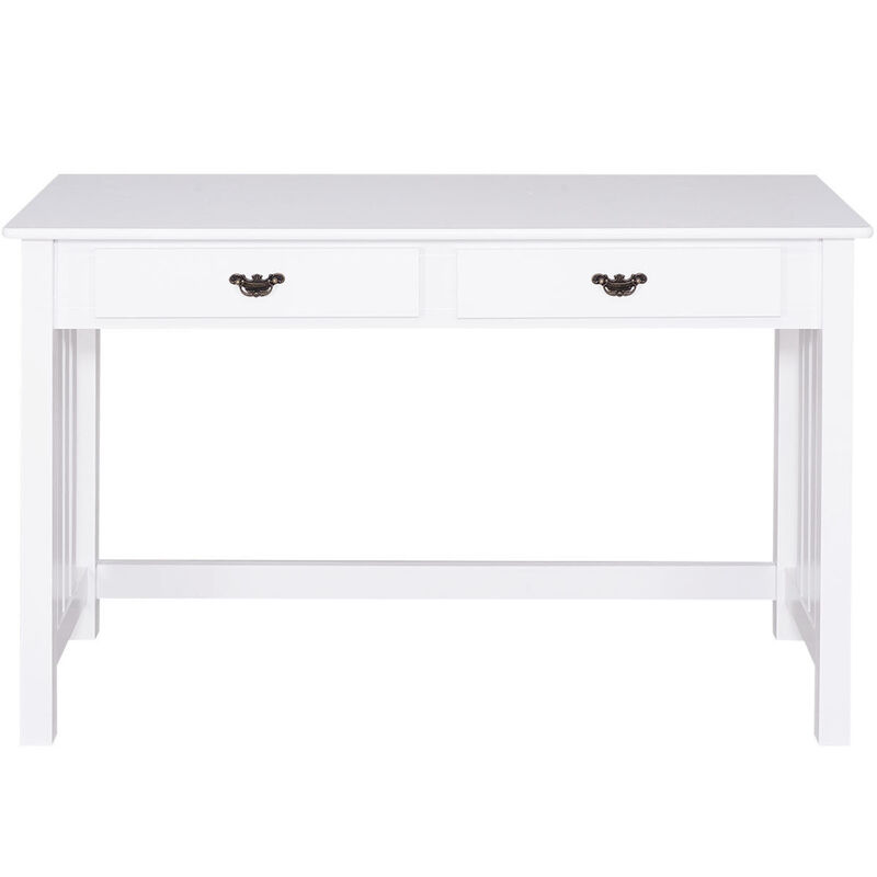 Costway Writing Desk Mission White Home Office Computer Desk 4 Drawer