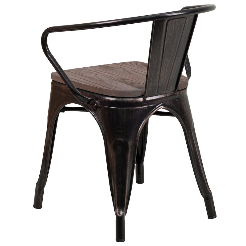 Metal/Wood Colorful Restaurant Chairs image number 4