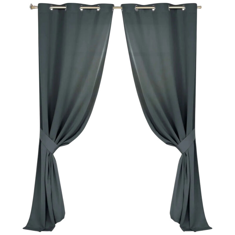 Set of 2 Solid Room Darkening Blackout Window Curtain Panels image number 0