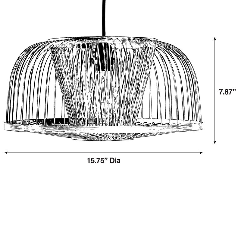 Modern Oval Bamboo Wicker Rattan Hanging Light Shade for Living Room, Dining Room, Entryway