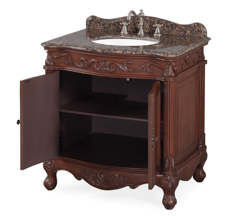 32 Inch Classic Style Medium Brown Fiesta Bathroom Sink Vanity image number 2