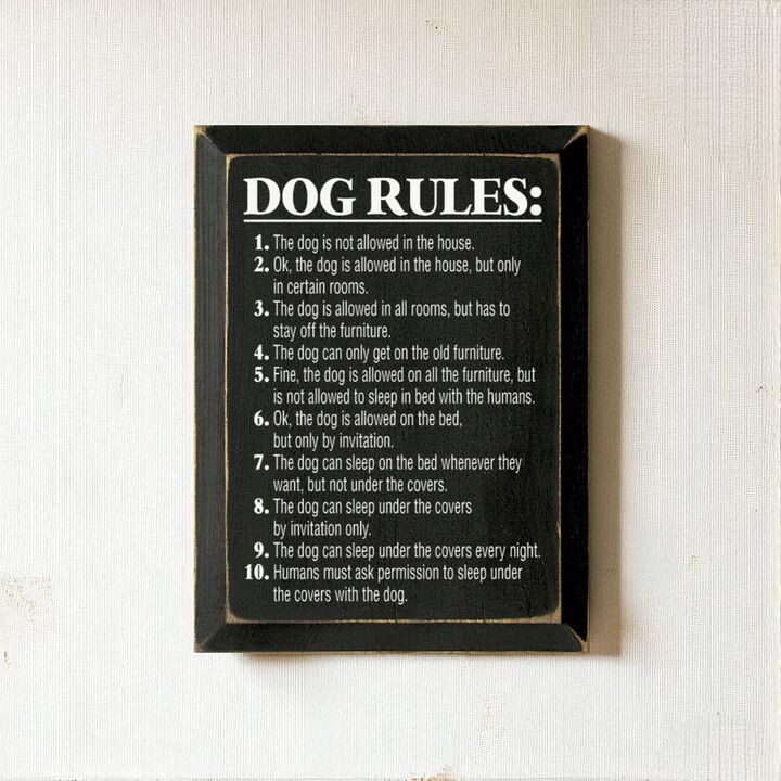 Funny Pet Rules Wood Sign Dog Lover Rustic Farmhouse Wall Hanging Decor