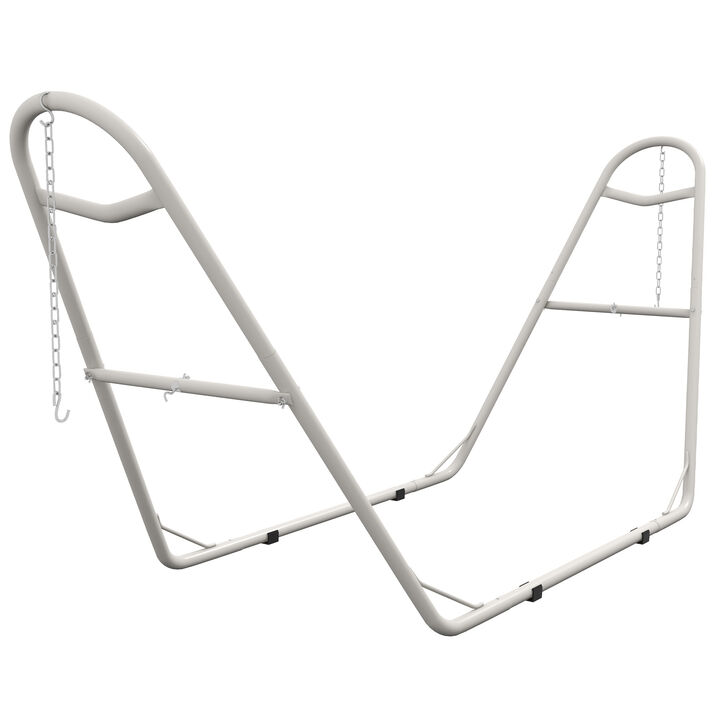 Outsunny Hammock Stand for 2 Person, Portable Adjustable Steel Frame Hammock Stand with Weather Resistant Finish, for 9-14ft Hammocks, 10.3', 550 lbs. Capacity, White