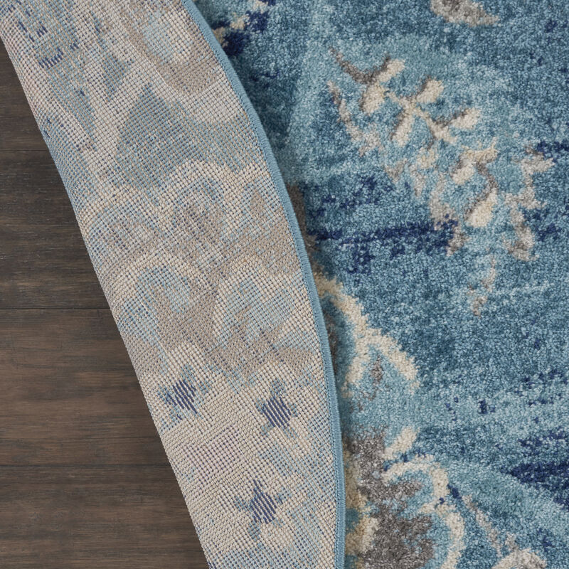 Tranquil TRA02 Turquoise 5'3" x Round Rug image number 1