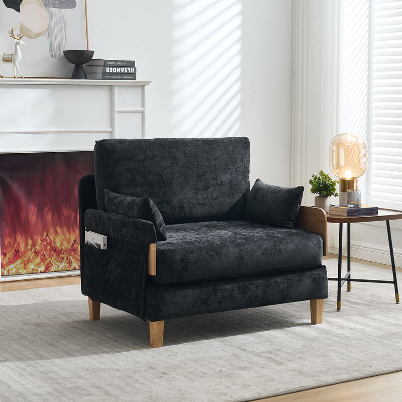 Merax Foldable Chenille Sofa Chair Convertible Futon Sleeper