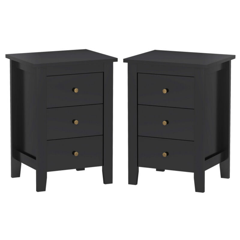 2 Piece Nightstand End Table Set with Storage Drawers image number 0