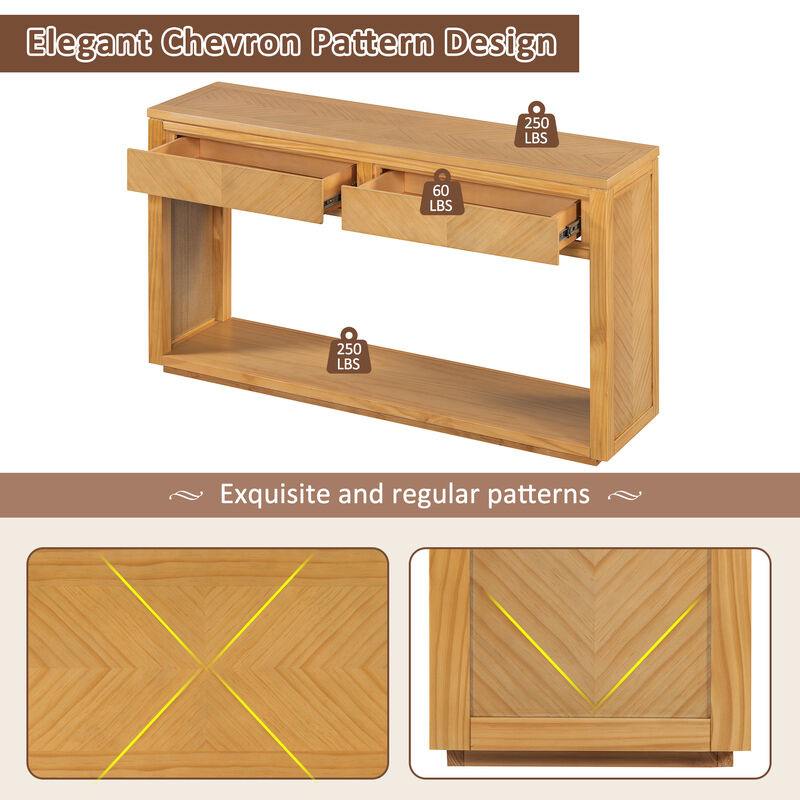 Merax Rustic Wooden Entryway Console Table with Storage Drawers