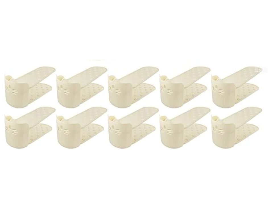 Shoe Organizer Closet Storage Cute Cat Face 10 Piece Double