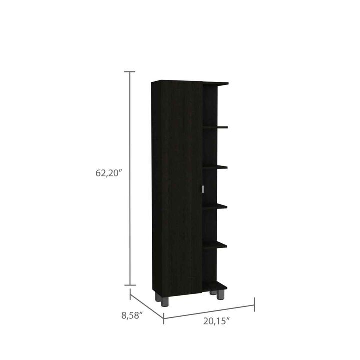 Portland 5-Shelf Tall Cabinet Black Wengue