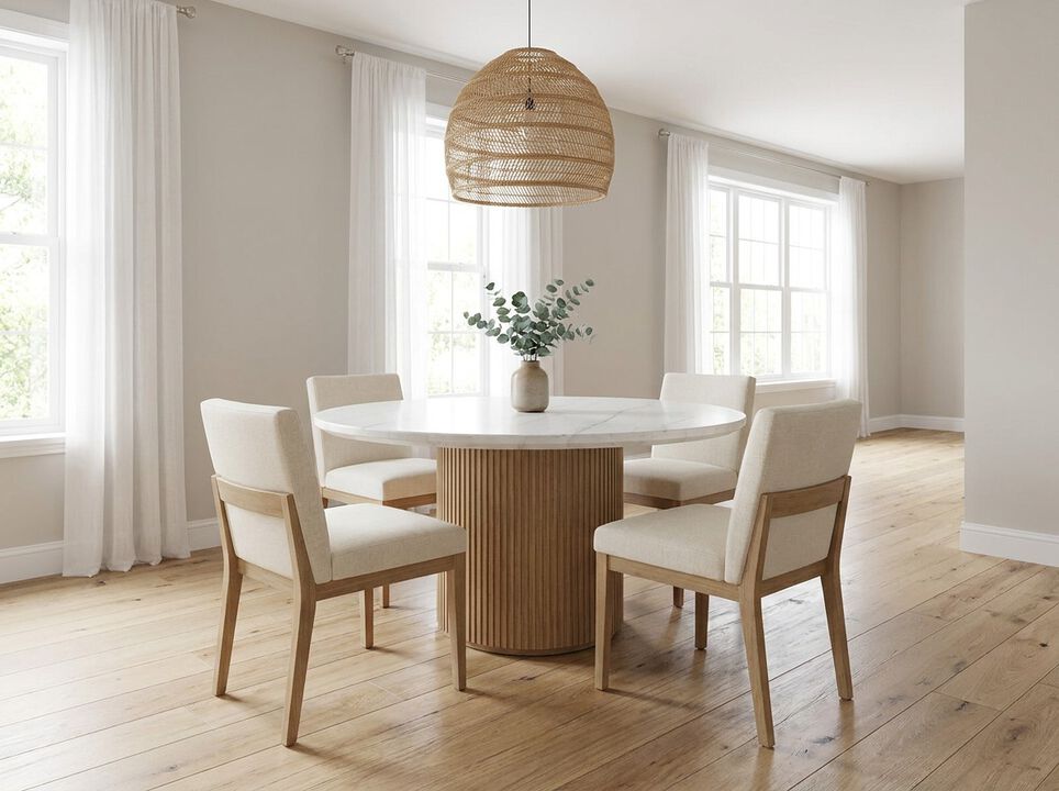 Colvin 72" Marble Top Dining Table in Toffee