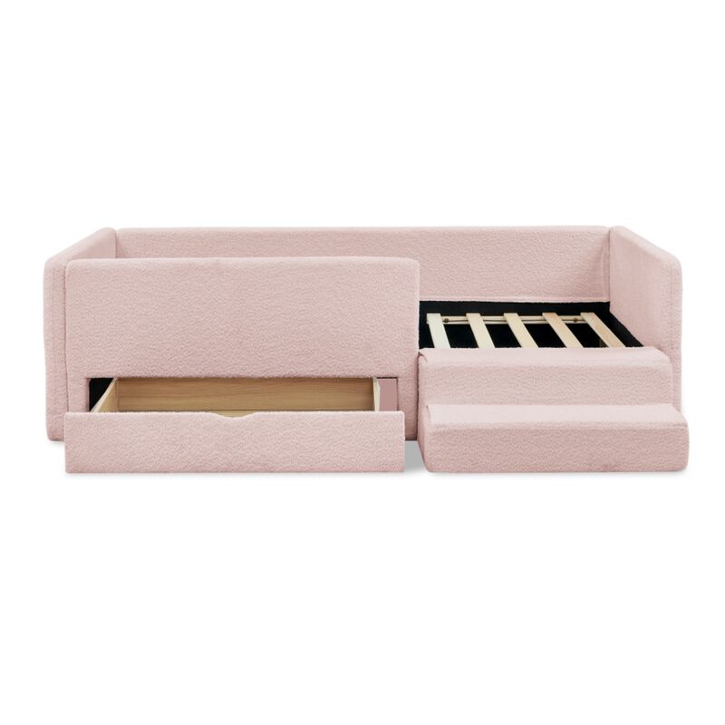 Josmok Multi-Functional Boucle Upholstered Toddler Bed image number 8
