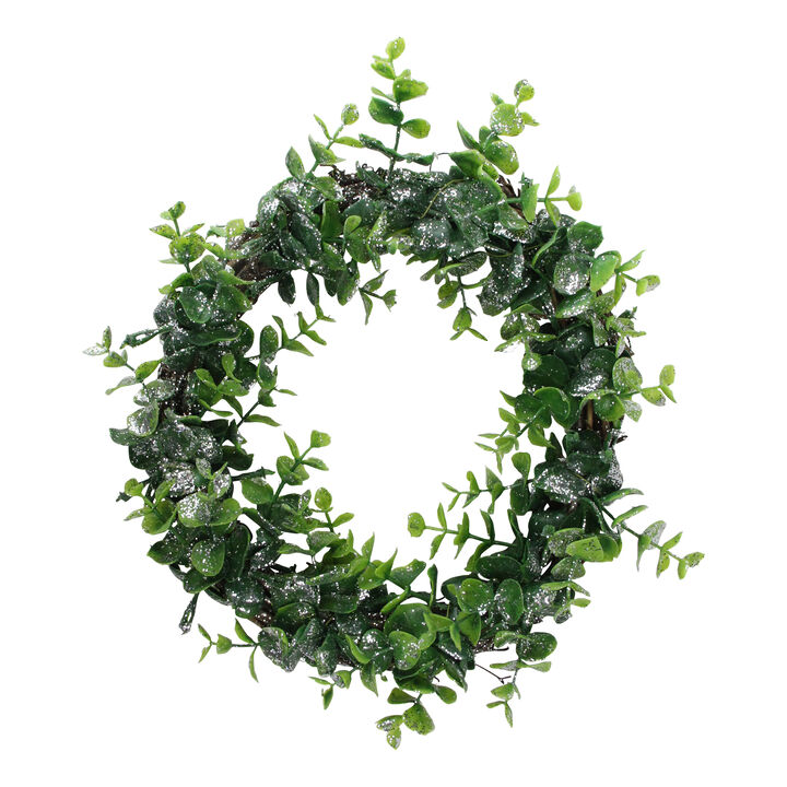 Sparkling Silver and Green Grass Decorative Artificial Christmas Wreath - 8.75-Inch  Unlit