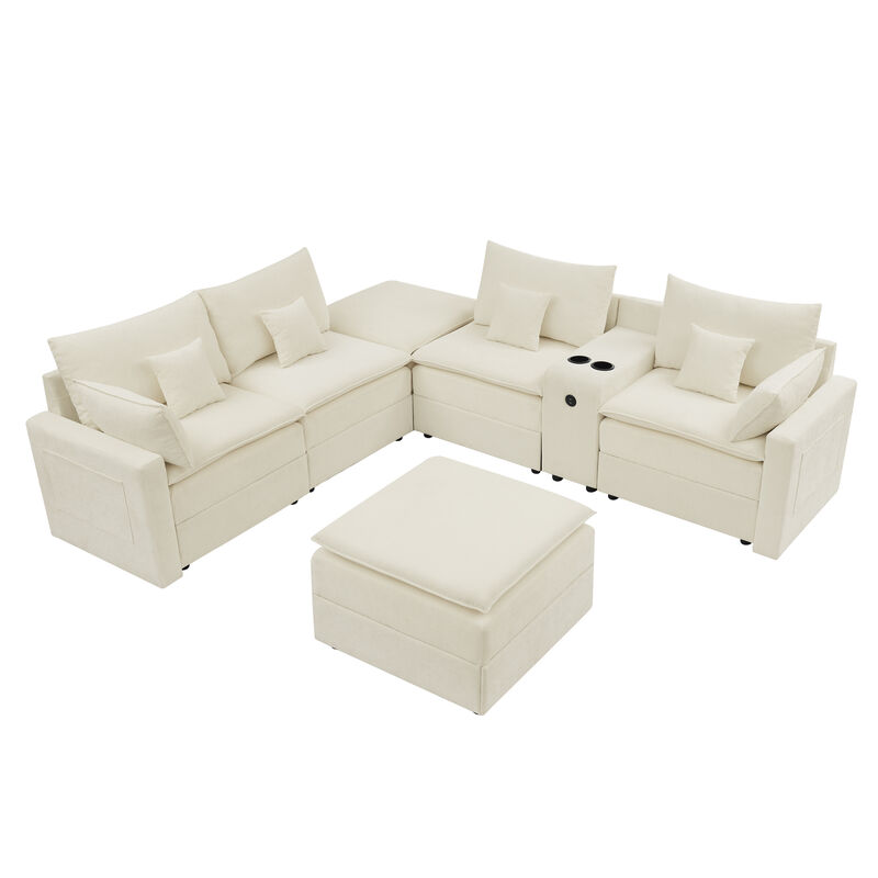 Gukkok 143.8" Spacious U-Shaped Modular Sectional Sofa image number 2