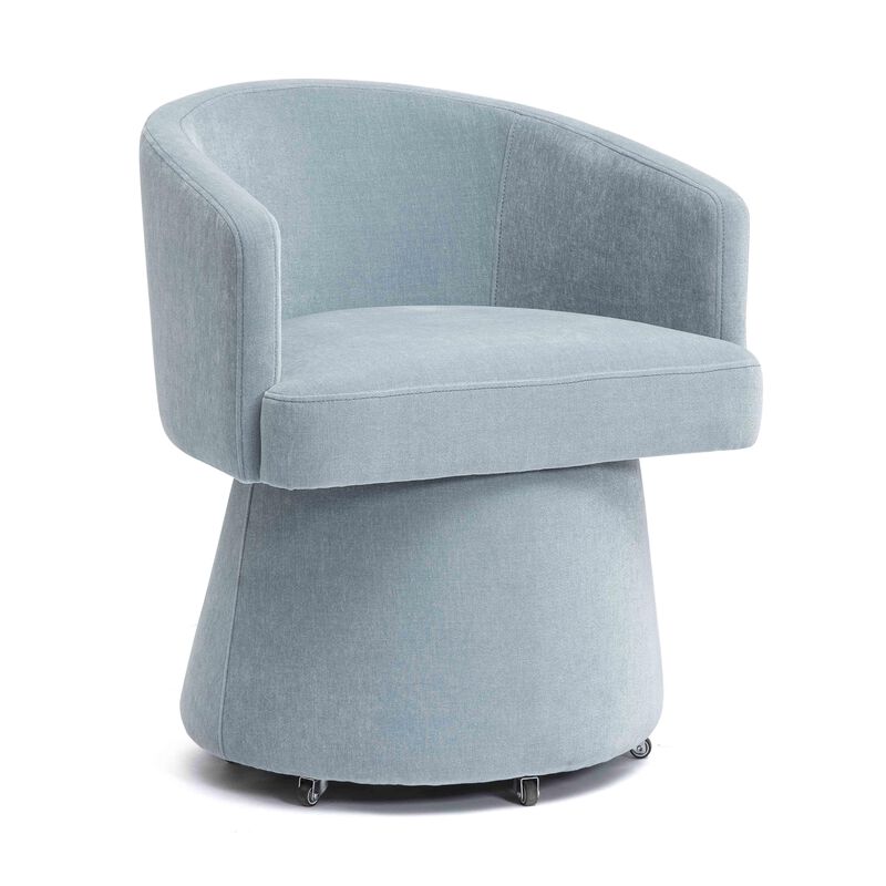 Kristen Faded Blue Upcycled Chenille Rolling Desk Chair