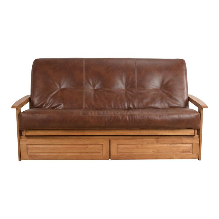 Phoenix Frame-Butternut Finish-Oregon Trail Saddle Mattress-Storage Drawers