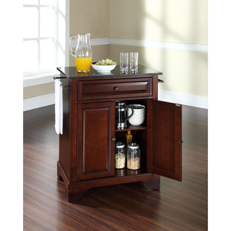 Lafayette Granite Top Portable Kitchen Island/Cart Mahogany/Black