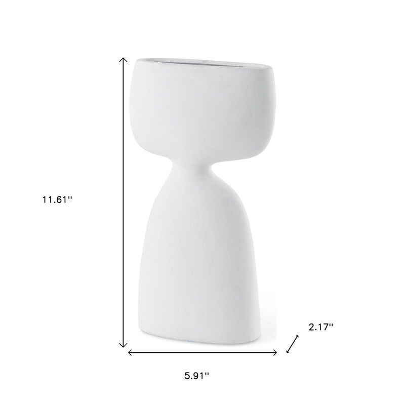 HomeRoots 12" White Ceramic Sculptural Table Vase image number 3