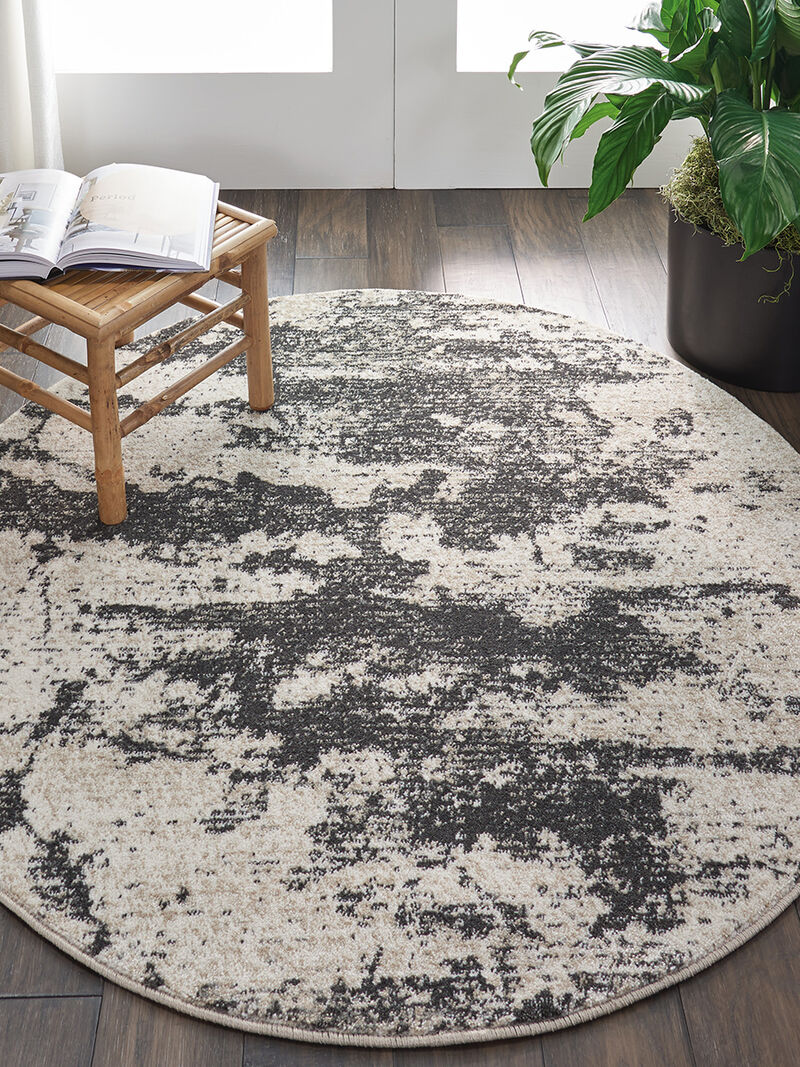 Maxell MAE07 Ivory/Gray 5'3" x Round Rug