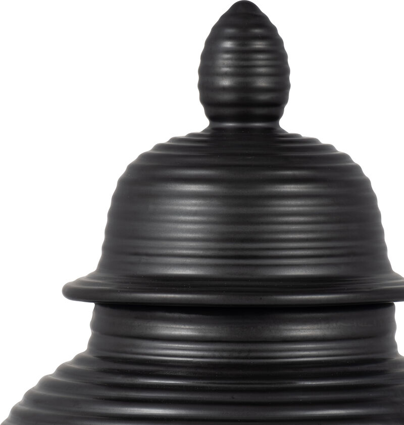18" Ribbed Temple Jar, Black image number 2
