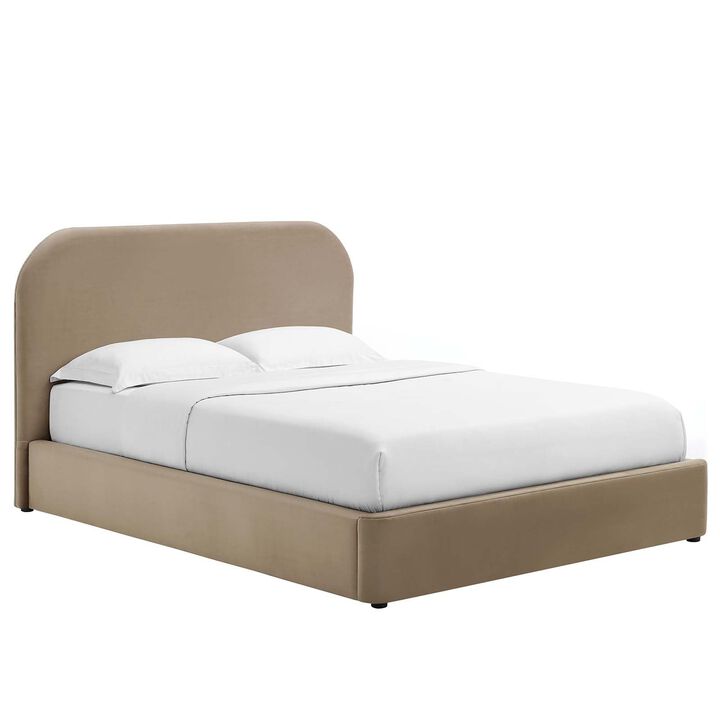 Modway Keynote Performance Velvet Curved Queen Platform Bed