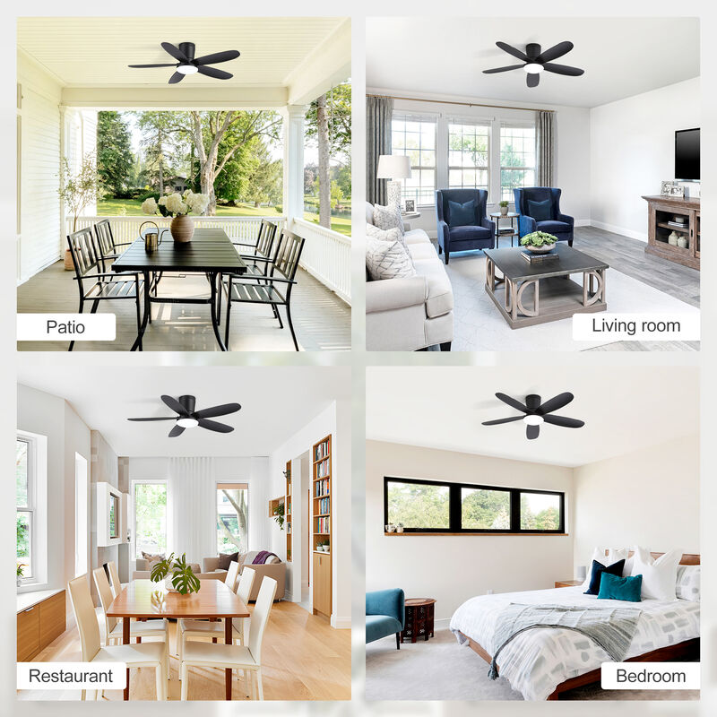 Breezary 42" Flush Mount LED Ceiling Fan with Light, 5 Blade , 6 Speed , Reversible, Quiet Low Profile Fan image number 6