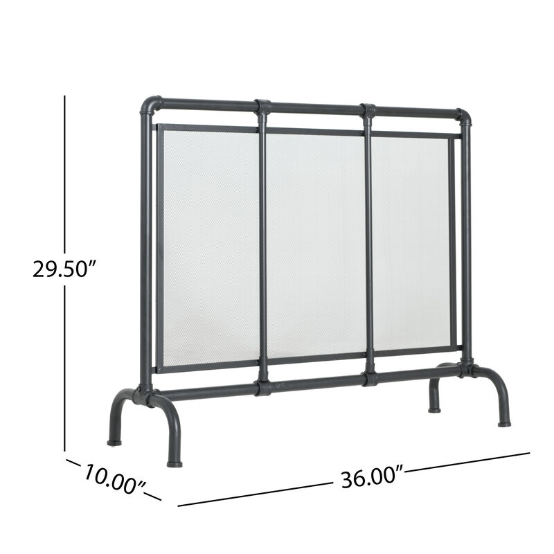 Christopher Knight Home Harva Mid-Century Modern Iron Single Panel Fireplace Screen image number 2