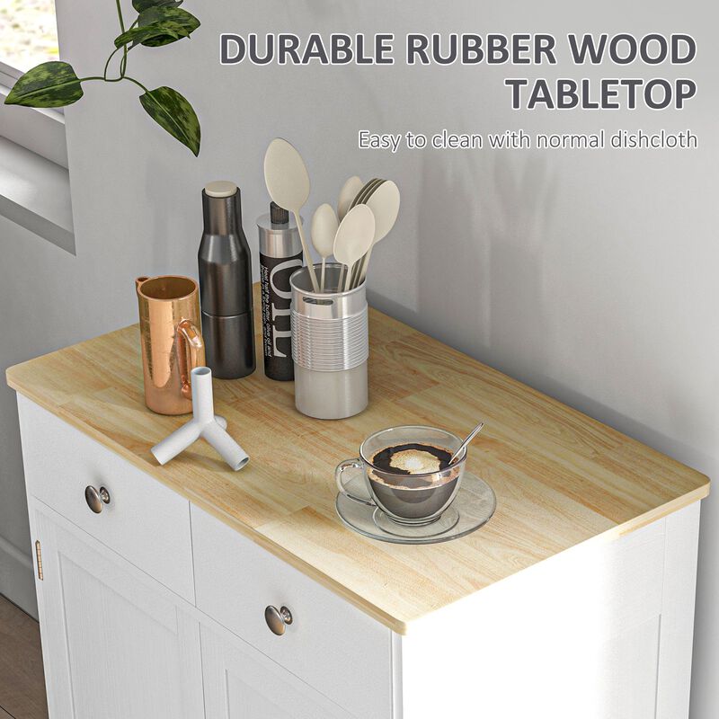 Sideboard Buffet Cabinet: Solid Wood Top, 2 Drawers