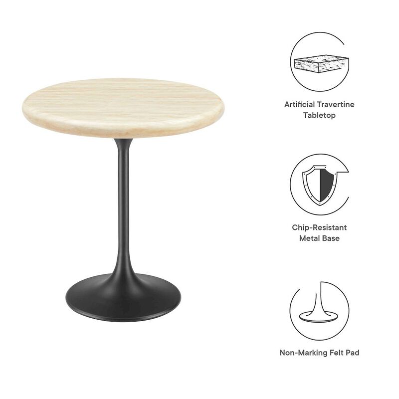 Lippa 20" Round Faux Travertine Side Table image number 1