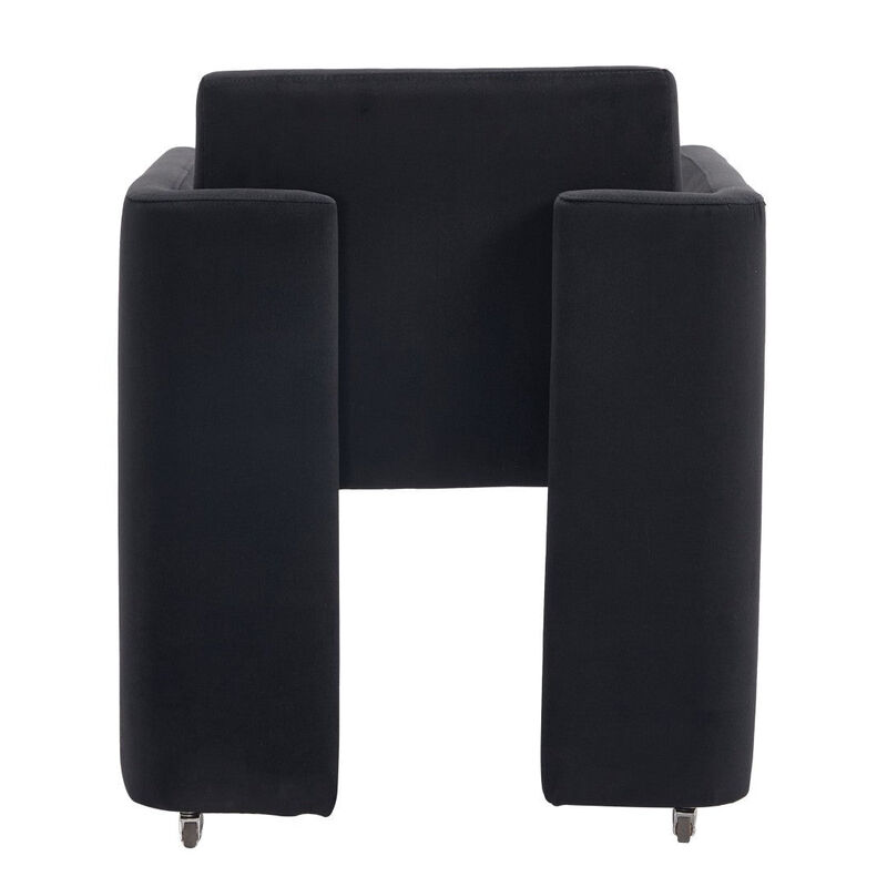 Envelor Modern Velvet Upholstered Barrel Accent Chair with Solid Wood Legs image number 4