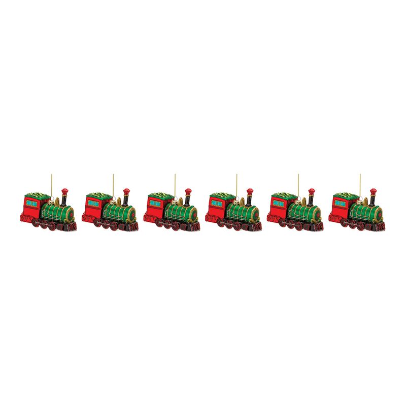 Train Christmas Ornament for Holiday Tree Decoration (Set of 6)