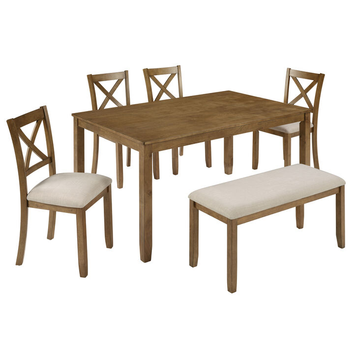 Wurvni 6‑Piece Farmhouse Dining Table Set