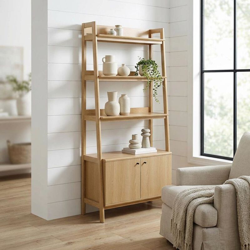 Wooden Bookshelf in Natural Finish with Open Storage Design image number 3