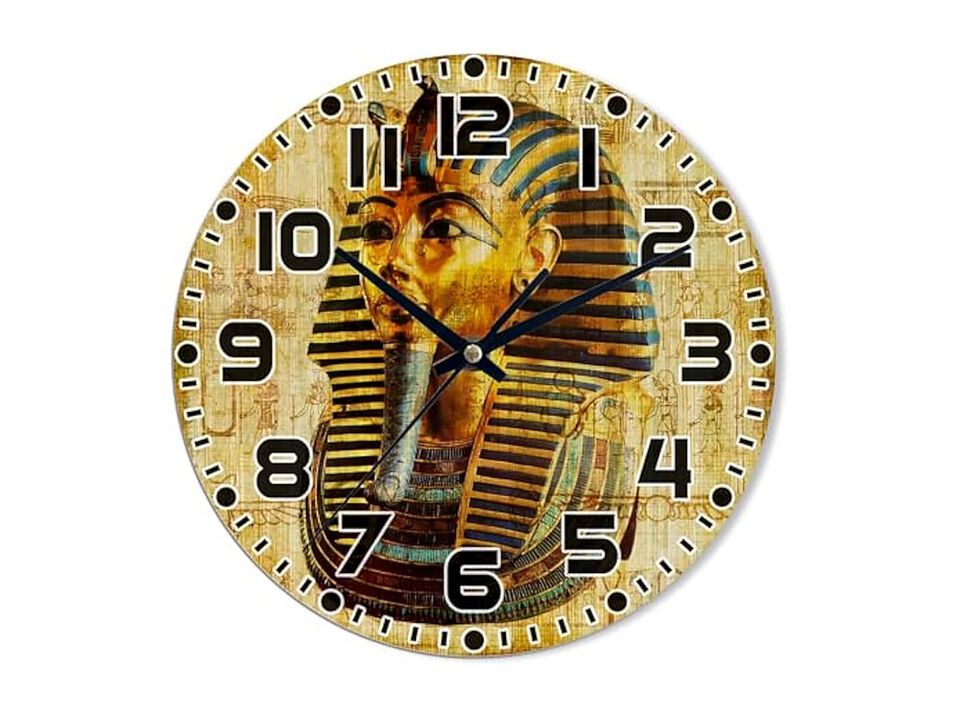 Egypt Vintage Egyptian Pharaoh Wall Clock 10 Inch Silent Non Ticking