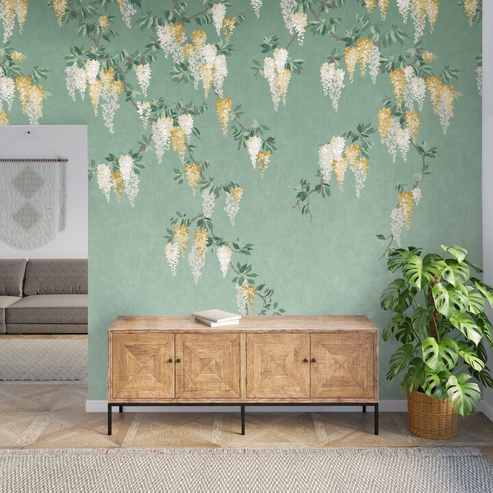 Wisteria Green Wall Mural